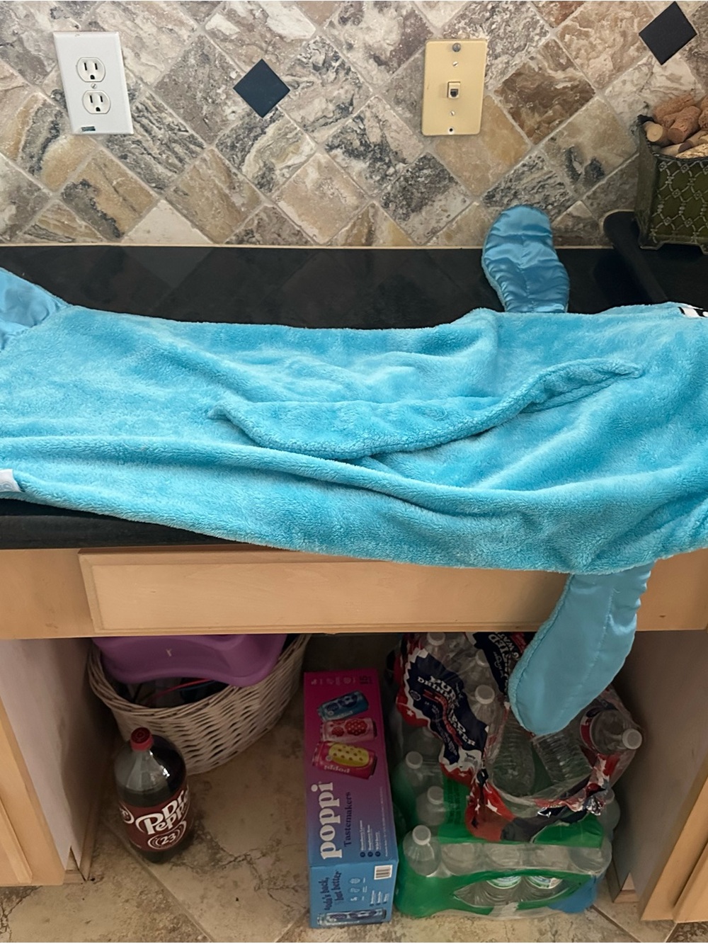 Turquoise Plush Hooded Towel Wrap